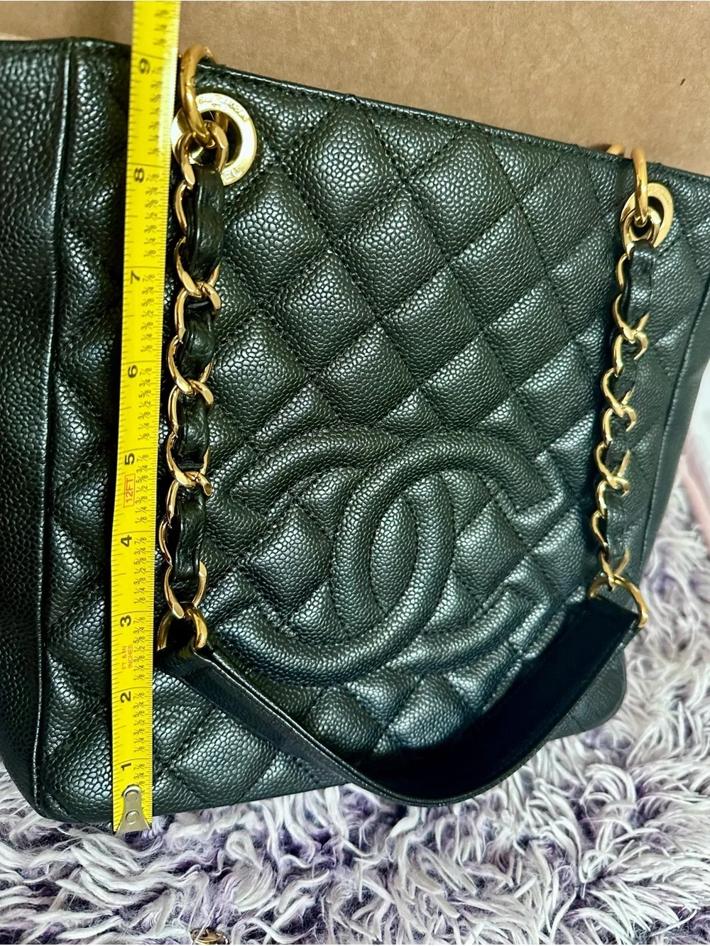 CHANEL Quilted Shoulder Bag in Dark Teal with Gold Hardware